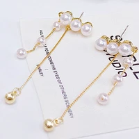 2021 korea trendy long tassels simple temperament pearl ear stud for women wedding exquisite luxury fashion earrings noble gift