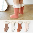 Носки для новорожденных девочек 0-3 лет, кружевные гольфы, длинные мягкие хлопковые, носки для младенцев