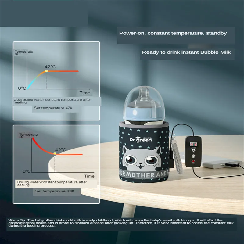 USB изоляционная Детская Бутылочка грелка со стеклянным широким горлышком PPSU