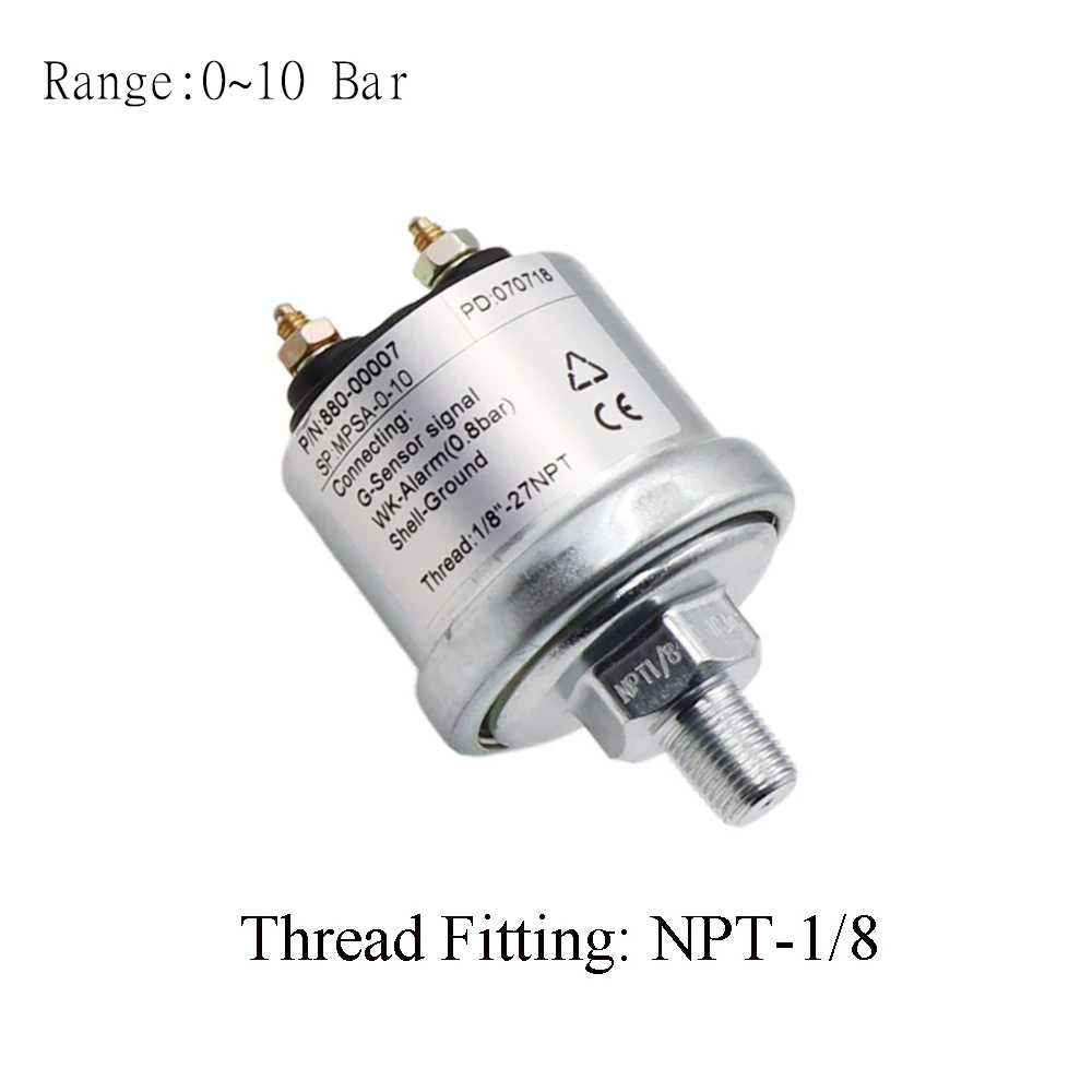10 Bar NPT-1-8 NPT-1/8& M10 Механический датчик давления масла Предупреждение контактом 0~ 10 бар/0~ 5 бар для автомобиля лодочный масляный датчик манометра давления - Цвет: 10 Bar NPT-1-8
