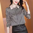 2021 элегантные весенние туфли с ремешками Офисные женские туфли женские твидовые рубашки с длинным рукавом для женщин Осенние блузки Blusas De Mujer; Большие размеры