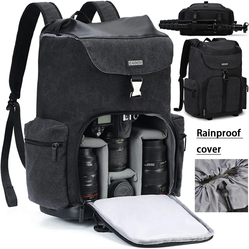 

CADeN Camera Backpacks Water-resistant Large Capacity Bags for Nikon Canon Sony DSLR Len Tripod Outdoor Travel Bag for Men Women