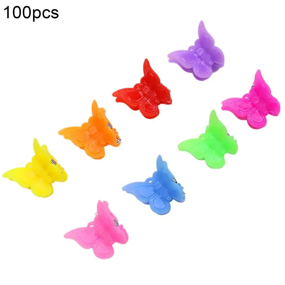 

100Pcs Kids Candy Color Butterfly Hairpins Bangs Clips Barrette Hair Accessory