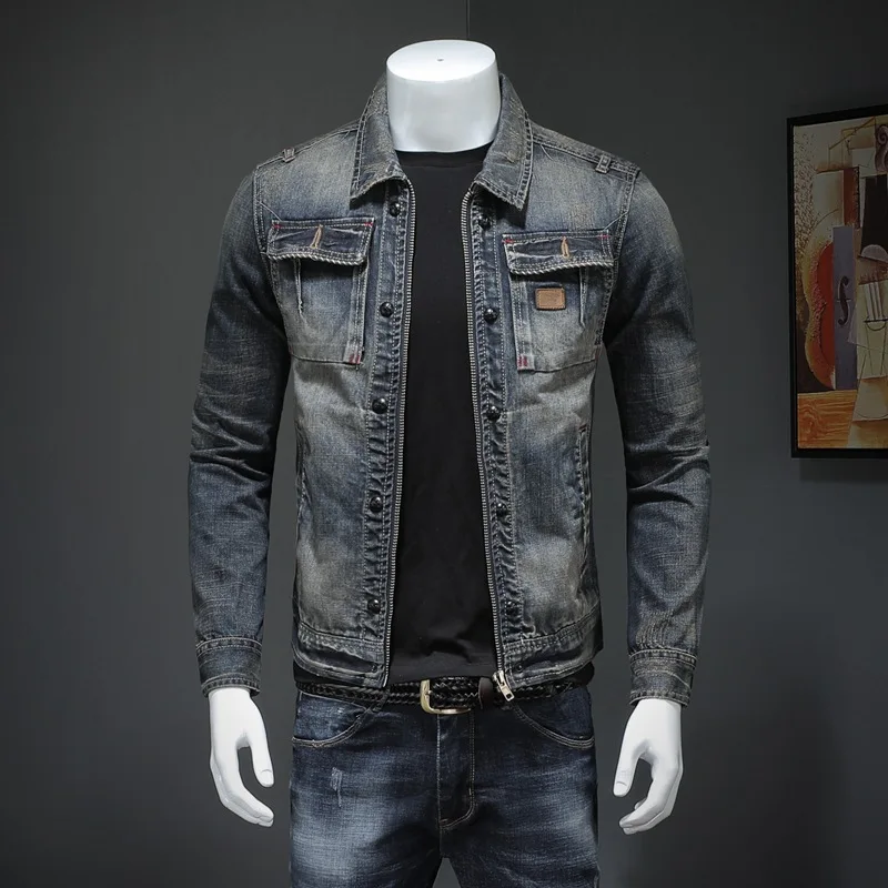 

Mens Jackets Men's Spring Autumn Fashion Lapel Denim Jacket Casual Handsome Jean Jacket Coat for Men Cowboy Outerwear Male 5XL