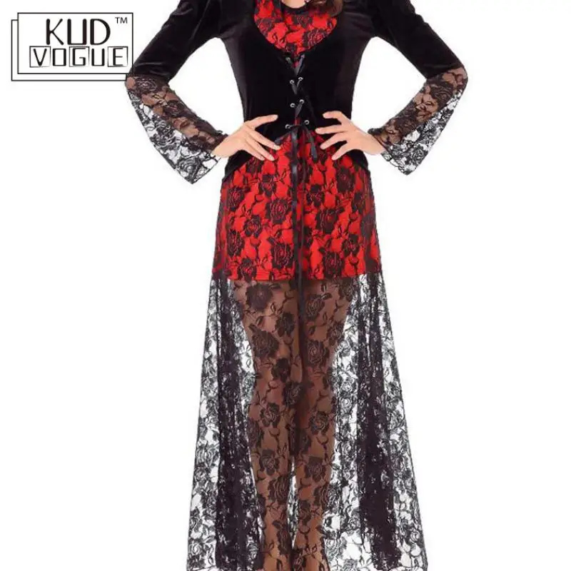 Женский костюм на Хэллоуин кружевное длинное платье для вечеривечерние в стиле