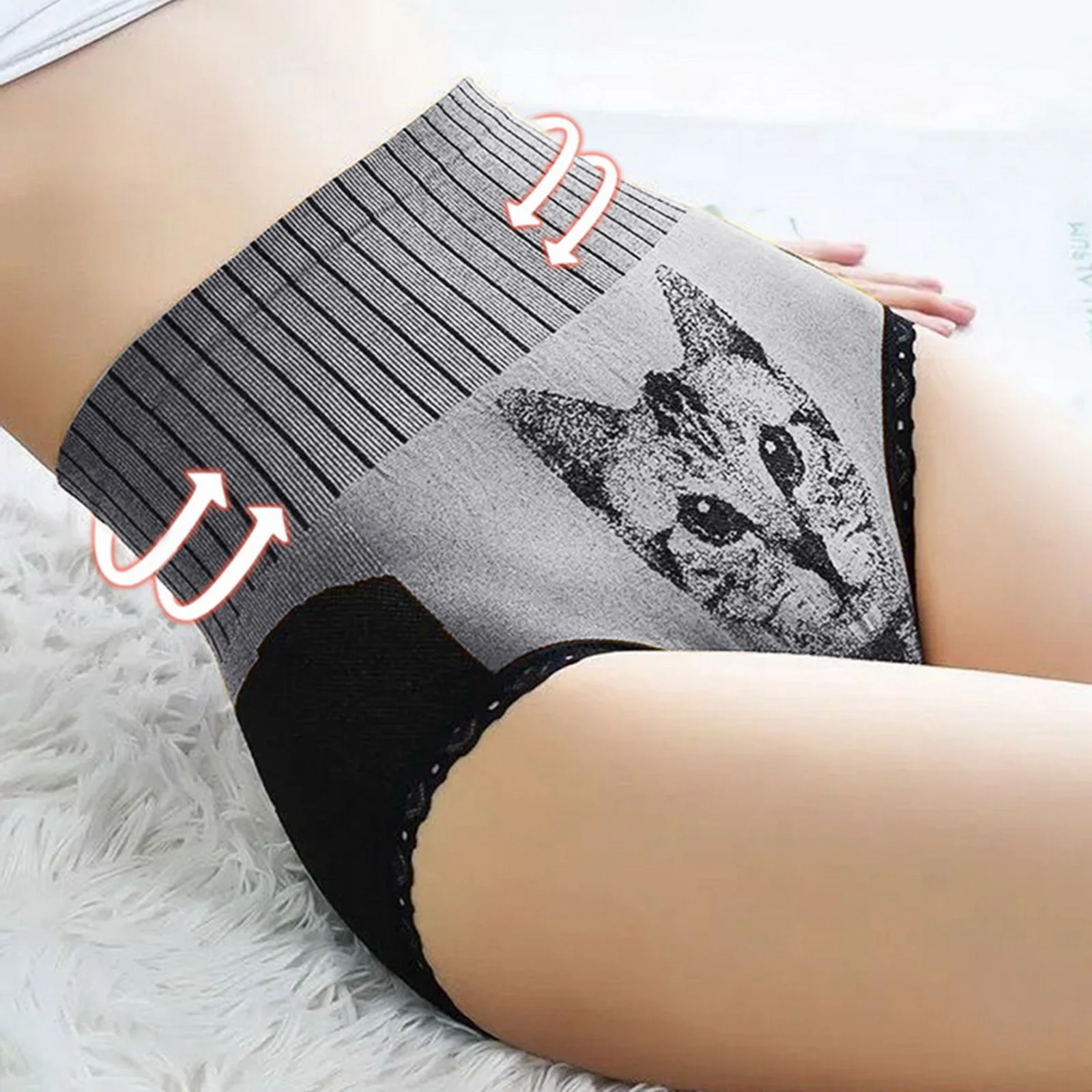 

High Waist Abdominal Panties Cat Print Comfortable Women Panties underwear for women seamless panties Ѭђс для менсѬђаии Y1