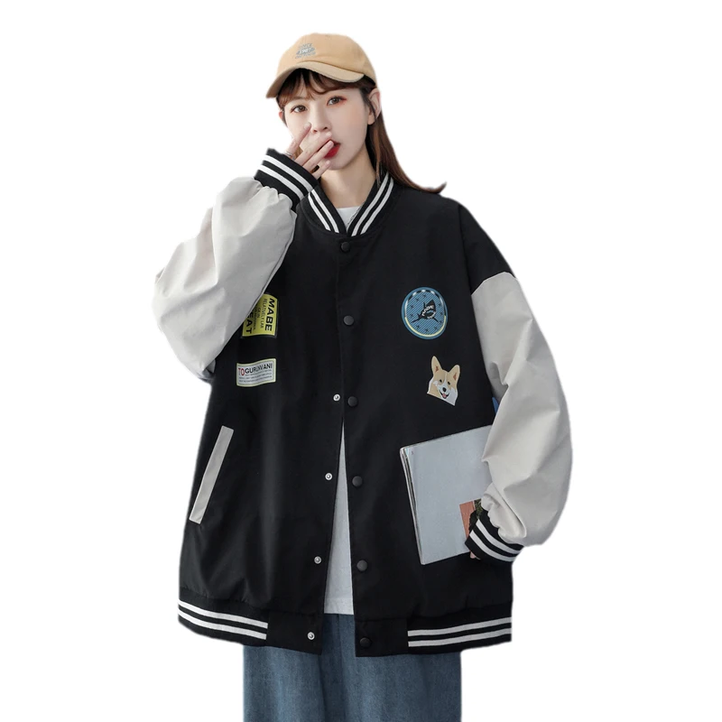 

2021 Jacket Female Spring And Autumn New Korean Version Of Loose Patchwork Ins Baseball Uniform Tide Jacket Women Streetwear