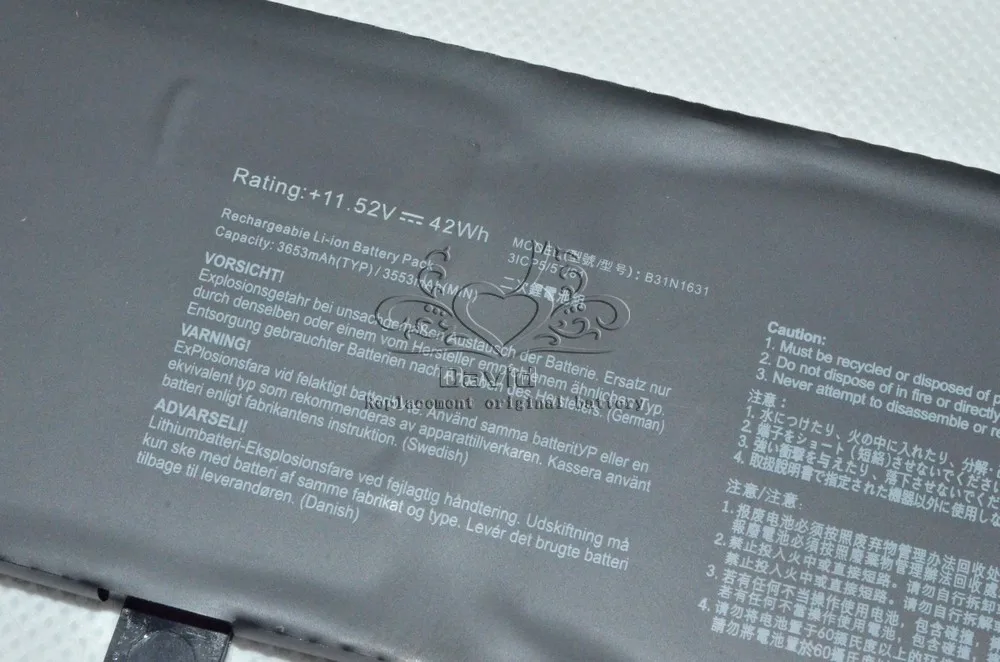 JIGU Оригинальный аккумулятор для ноутбука Asus 0B200-02510200 B31N1631 X505BA X505ZA R504BA RX53BP F505BP
