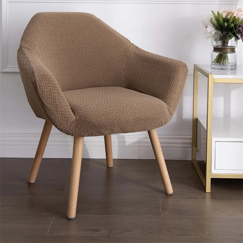

Nordic Curved Chair Cover Jacquard Spandex High Sloping Accent Armchair Covers Dining Room Coffee Bar Make Up Sofa Slipcovers