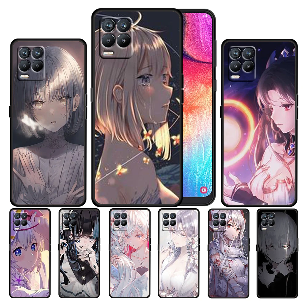 

Anime girl beautiful fantasy For OPPO Realme Narzo 30 20 8 8i 7 6 5 3 2 Pro Global 5G Soft TPU Silicone Black Phone Case Cover