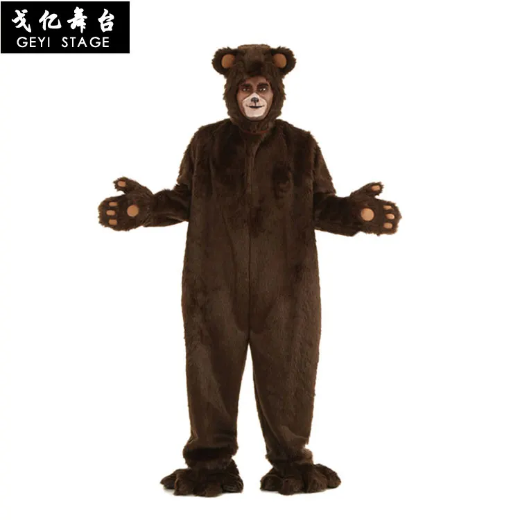 

Deluxe Cute Plush Brown Bear Mascot Costume Fursuit Halloween Cosplay Party Furry Dress Animal Adult Kids Costume