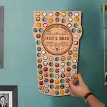New Creativity Wooden Beer Bottle Cap Collection Bracket Wall Art Living Room Wall Decoration Wood Color Home Niche Hobby Shelf