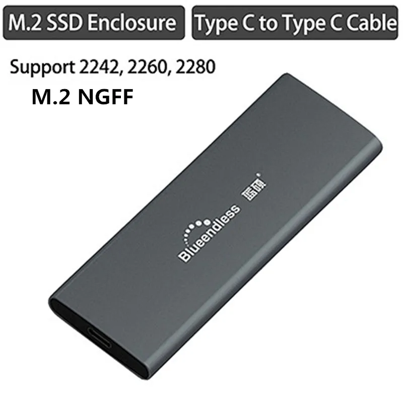 M280 C-C SSD m.2 чехол type C to type C поддержка 2242/2260/2280/msata M.2 NGFF B Ключ слот SSD алюминиевый чехол для твердотельного диска высокая скорость - Цвет: M280 C-C