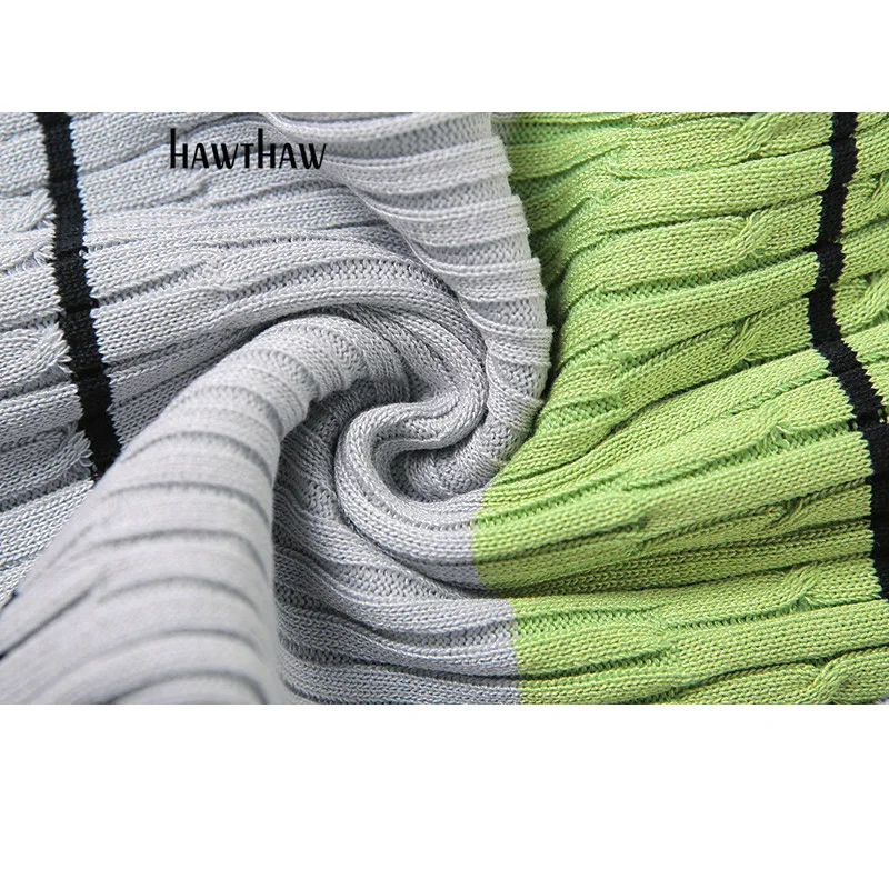 

Hawthaw Women Autumn Winter Fashion Thick Slim Color Block High Waist Knitted Pencil Long Pants 2021 Female Clothing Streetwear