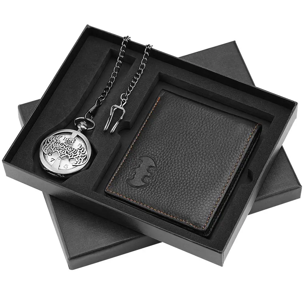 Top Luxury Pocket Watch Wallet Sets Popular Movies Pendant Necklace Watches Premium Leather Wallet Nice Birthday Souvenir Gifts