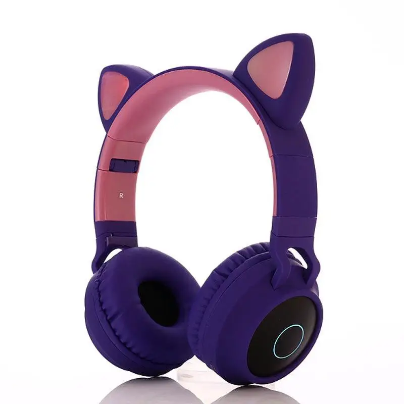

Милые наушники с кошачьими ушками Bluetooth 5,0, складная стерео Беспроводная гарнитура с микрофоном, светодиодный светильник, поддержка fm-радио/...