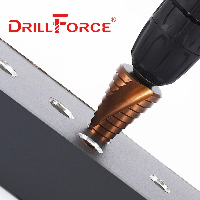Drillforce M35 5% Cobalt Step Drill Bit HSSCO Cone Metal Tool Hole Cutter 3-12/3-14/4-12/4-20/4-22/4-25/4-32/5-21/5-27/6-24mm |