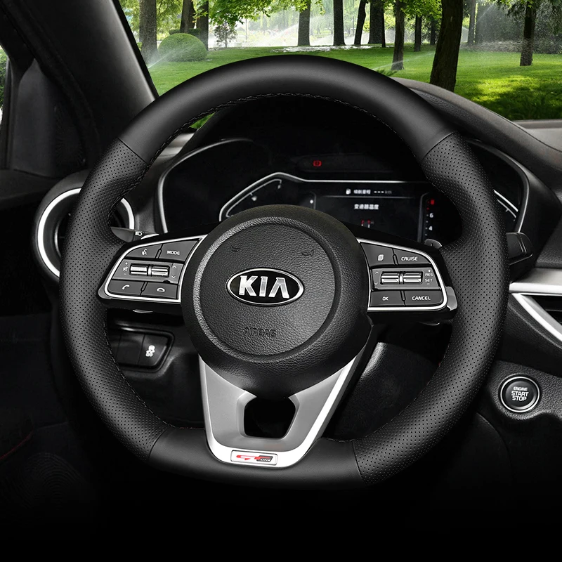 

For Kia K2/K3 fcrte KX3 Pegas kx cross zhisportage K5 sportage R DIY custom leather car interior steering wheel cover