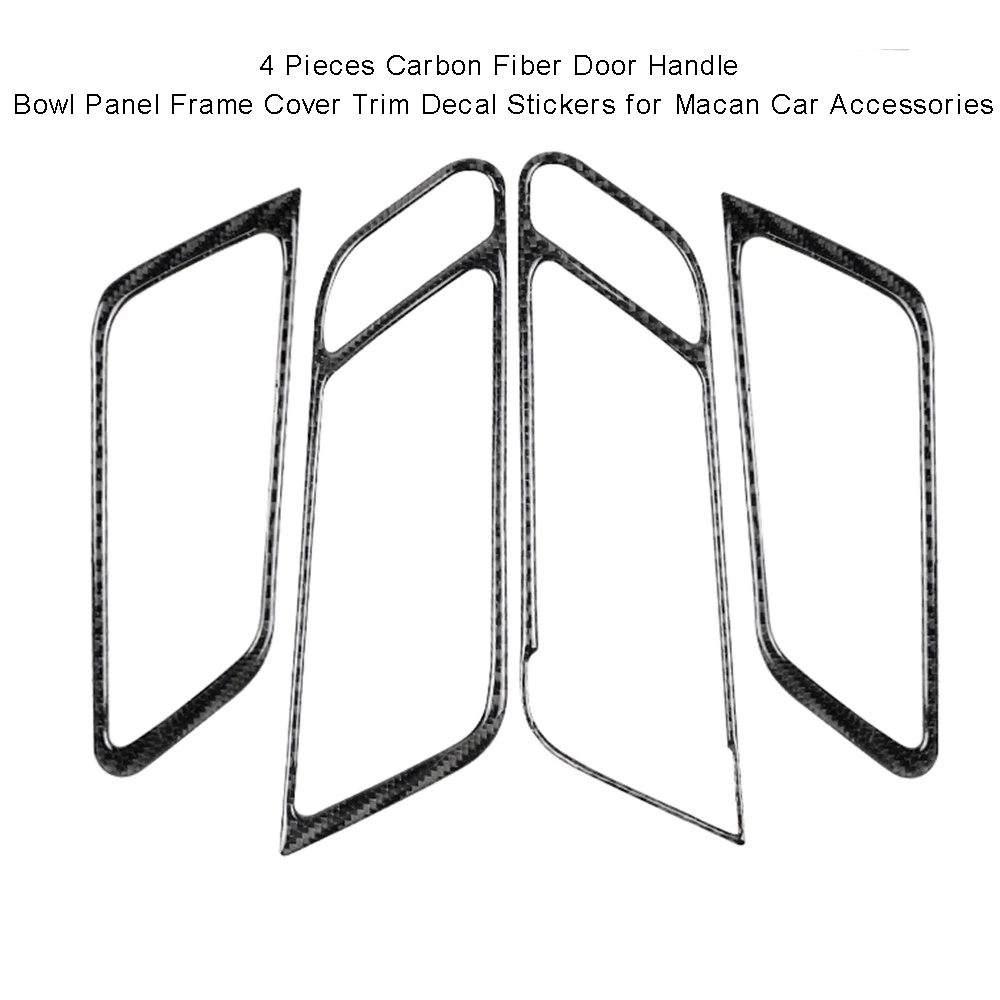 

4 Pieces Carbon Fiber Door Handle Bowl Panel Frame Cover Trim Decal Stickers for Macan Car Accessories