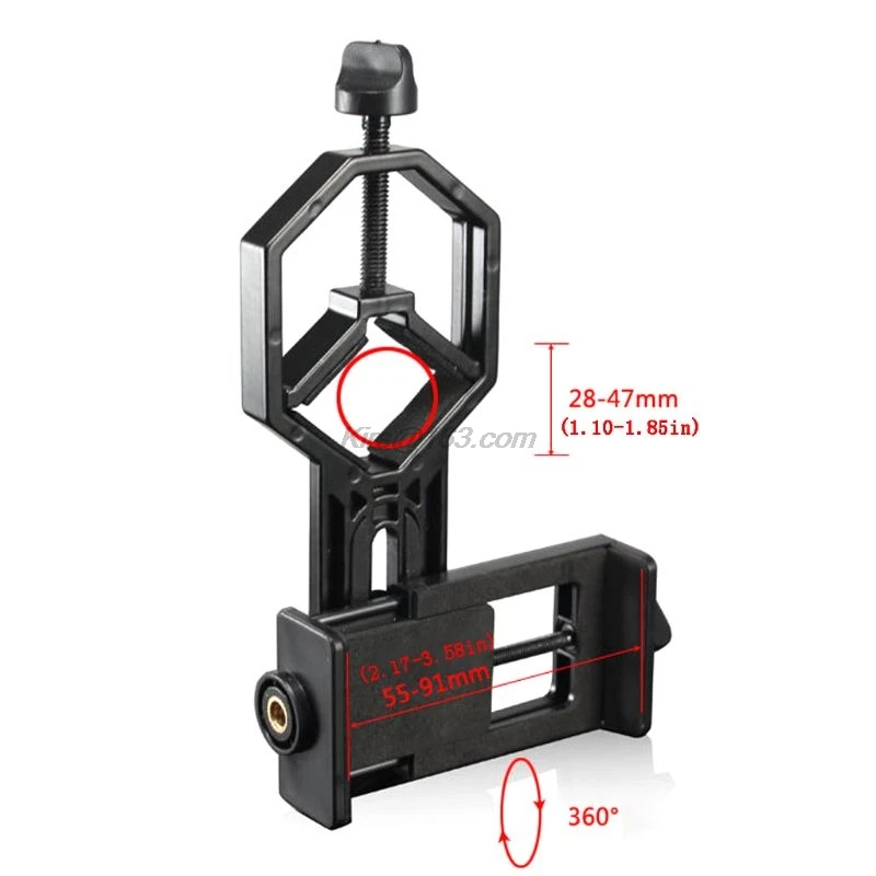 Black Adjustable Metal/ABS Cellphone Adapter Mount Microscope Spotting Scope Telescope Clip Bracket Mobile Phone Stand Holder |