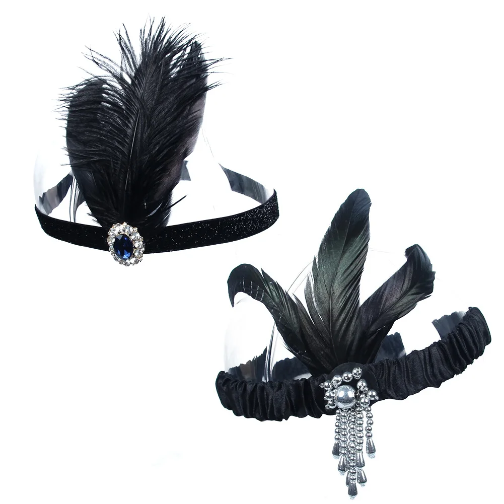 

Woman Feathter Costume Fancy Dress Headwear Elastic Belt Party Vintage Flapper 1920s