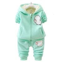 autumn winter children clothes suit baby girls cartoon small sheep hooded pants 2pcsset toddler casual clothing kids tracksuits