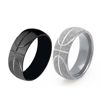 canze men stainless steel frosted ring basketball logo ring sports ring male jewelry