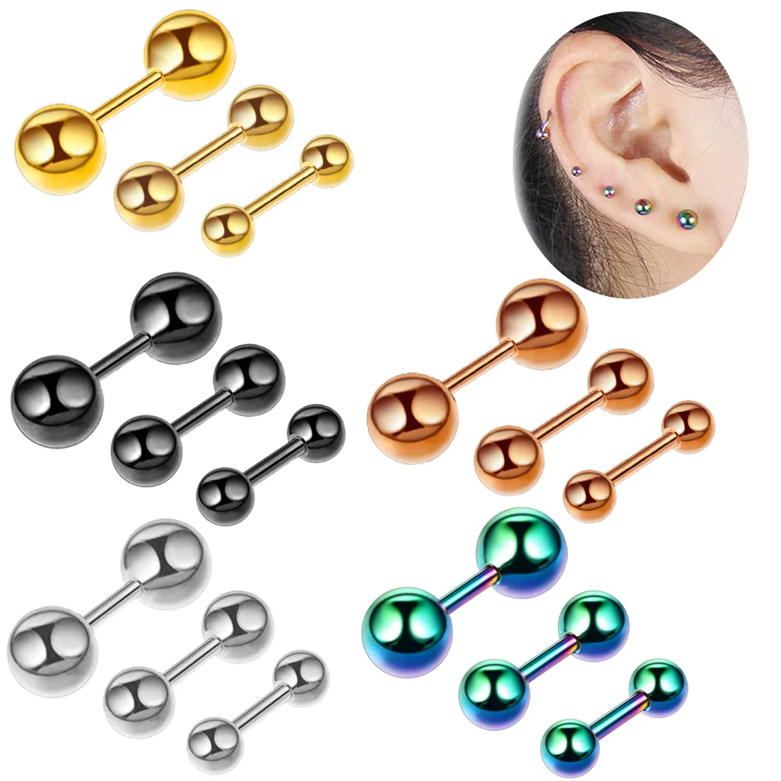 

1pcs Pierced earrings barbell small earrings ear bone nails body piercing women