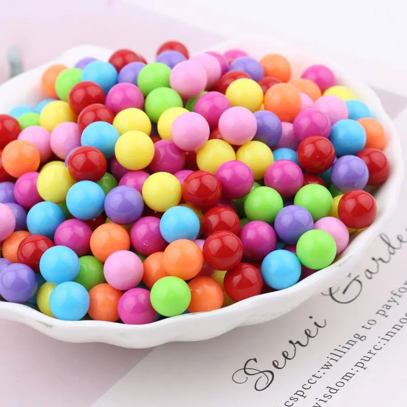 

18 Colors 6mm 8mm Colorful Loose Acrylic Round Jewelry Beads Without Hole Plastic Necklace Bracelet Gumball Bubblegum Ornaments