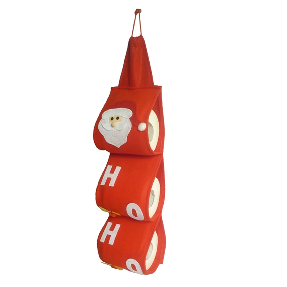 Santa Towel Set Covers Cloth Holder Bathroom Papers Bag Christmas Paper Xmas Decoration Hanging Ornament | Дом и сад