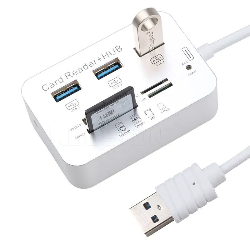 

Mini USB 3.0 Multi Hub + Card Reader COMBO High Speed USB Hub with MS/SD/M2/TF Card Reader 3Ports USB Splitter for Laptop