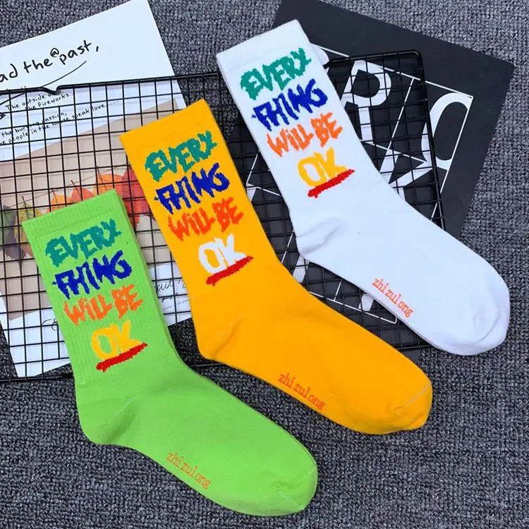 Носки до середины голени для взрослых все вещи Everything Will Be ok в порядке цвет со