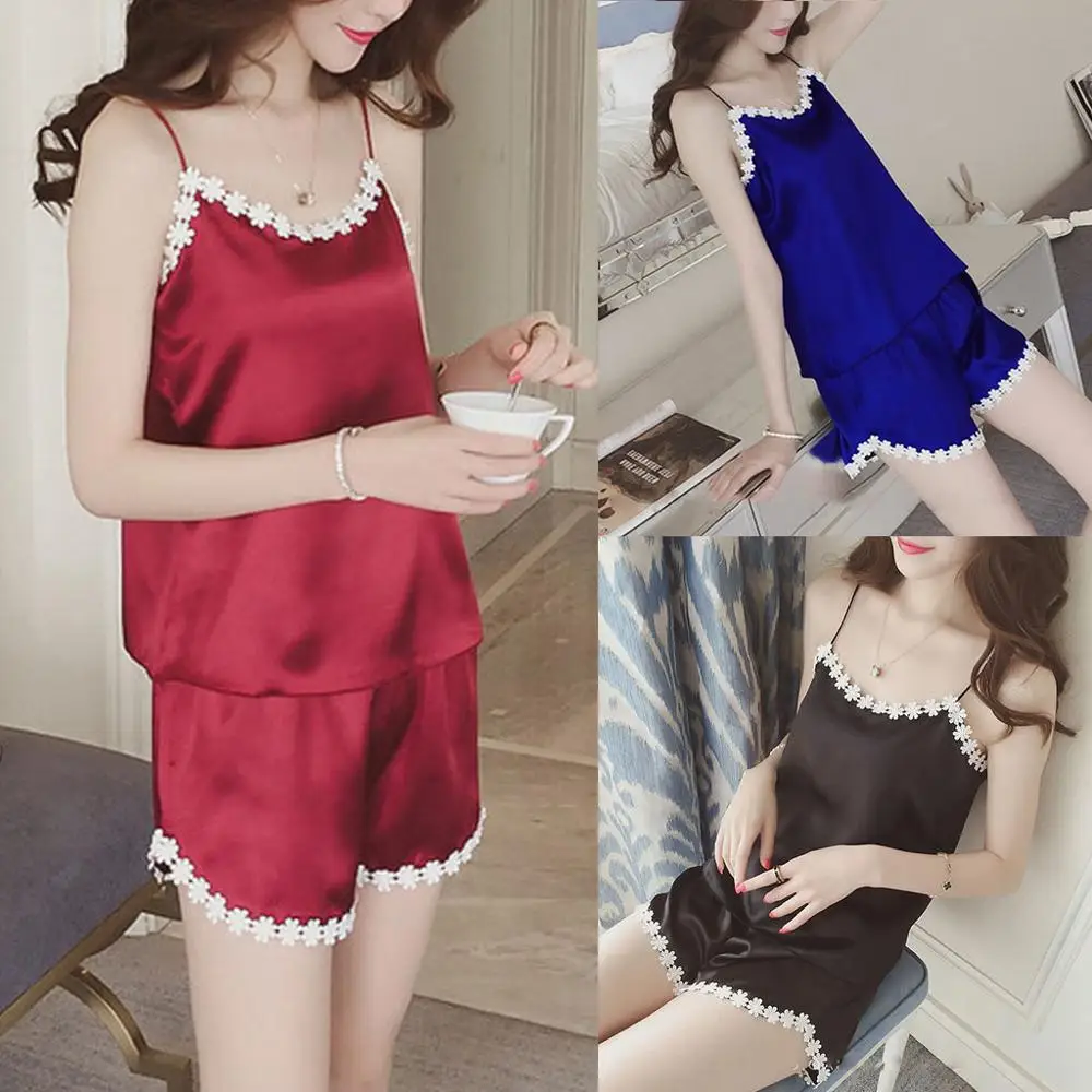 Женское кружевное белье KLV черное/темно красное из искусственного шелка с