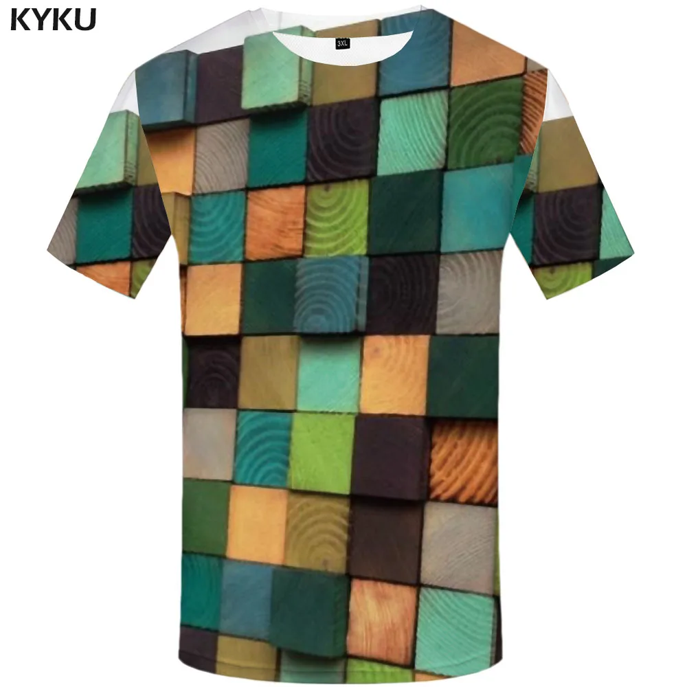 KYKU квадратная Футболка мужская Rubik'S Cube Забавные футболки геометрические