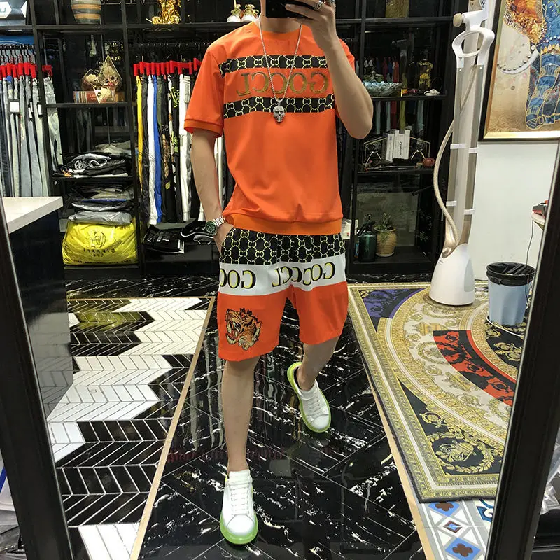 

2021 summer new ice silk suit, male student, Korean fashion, handsome spirit boy, social clothes, male one set