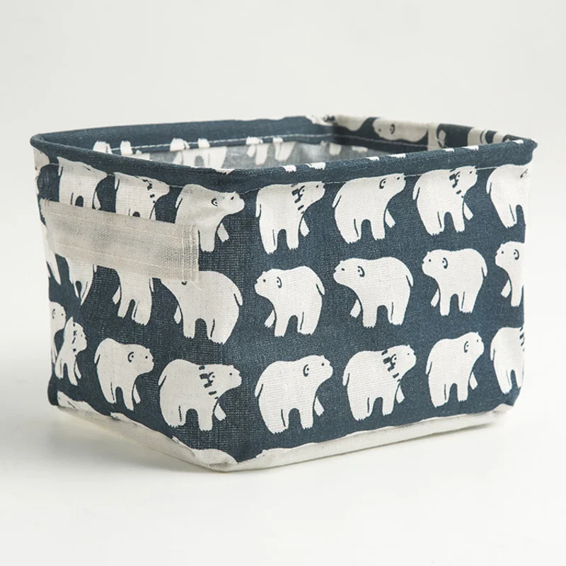 

Linen Desktop Storage Box Waterproof Toy Sundries Storage Basket Cosmetic Underware Storage Organizer Office Stationery