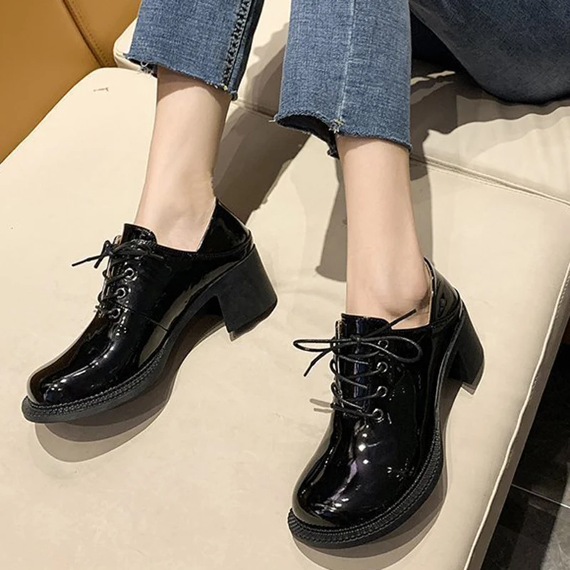 Lucyever модные туфли-лодочки на квадратном каблуке со шнуровкой женские офисные