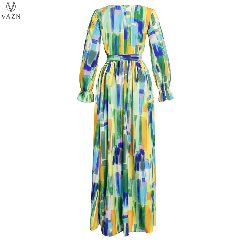 Женское шифоновое платье-макси с длинным рукавом свободного покроя