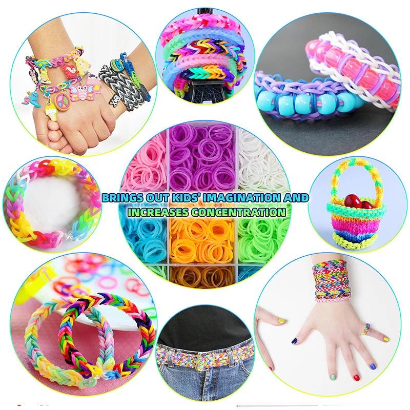 Juego de bandas de goma de telar para ni&ntilde;a, Set de cuentas de juguete, m&aacute;quina de tejer a mano, brazalete de Color de tejido arco&iacute;ris hecho a mano, 10000 Uds.-3