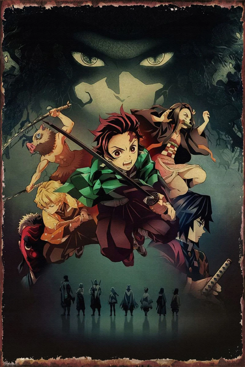 

Металлический знак Kimetsu No Yaiba, жестяные таблички, Настенный декор, украшение для комнаты в стиле ретро, винтажное украшение для творчества, к...
