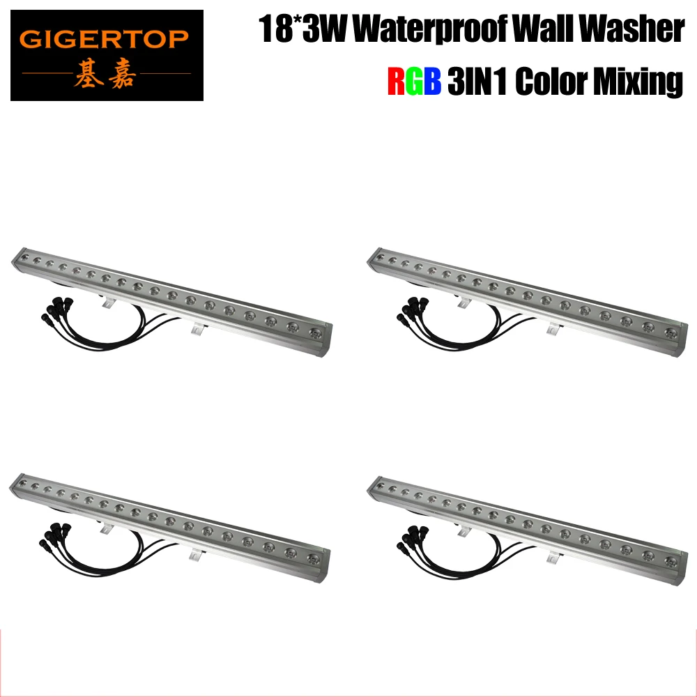 4pcs/lot RGB LED Light Tube Under Cabinet 100cm Strip 18x3W 3IN1 Wall Washer Accent Lighting Outdoor Waterproof long led bar
