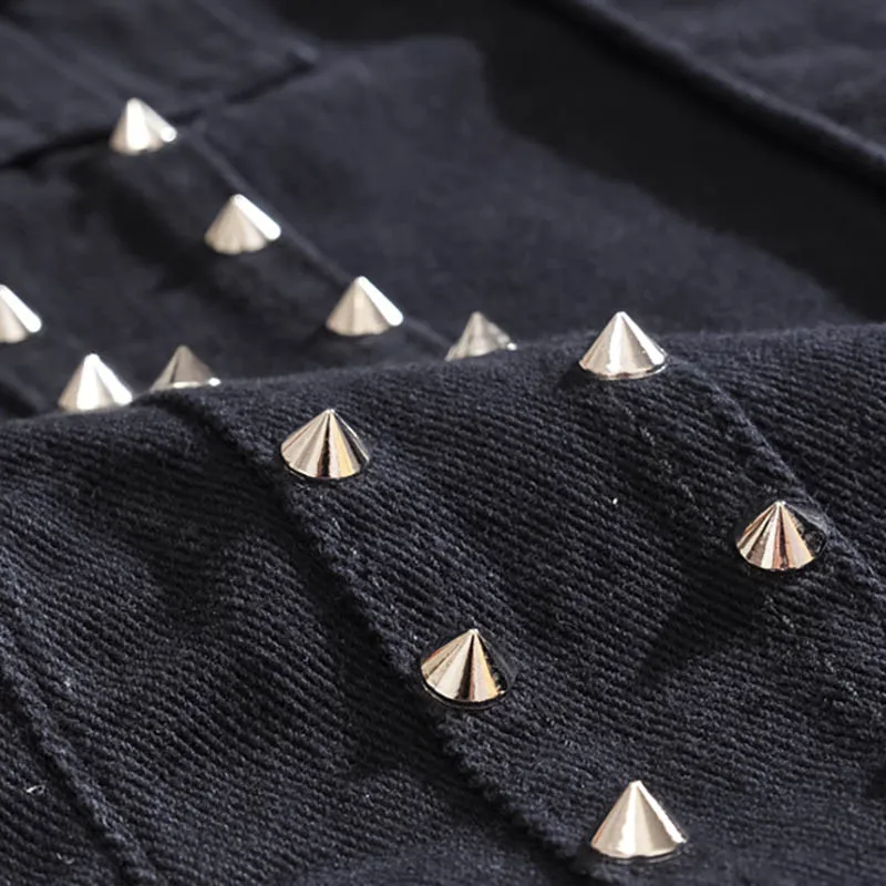 Жилет Мужской без рукавов приталенный джинсовый с заклепками в ковбойском стиле