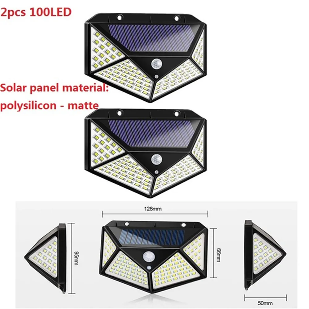 

1-4pcs 100 leds luz Solar Light Outdoor Motion Sensor Light 270° Wide Angle Wireless Waterproof Security IP65 Wall solar lamps