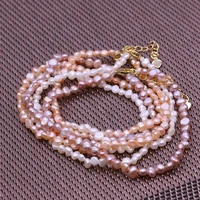 pure natural freshwater baroque pearl necklace for woman whitelight orangepink chains365mm beads 3 44 5mm