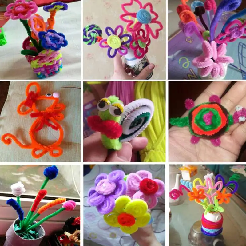 Красочные помпоны плюшевые палочки Googly бегающие глазки Kids DIY Монтессори