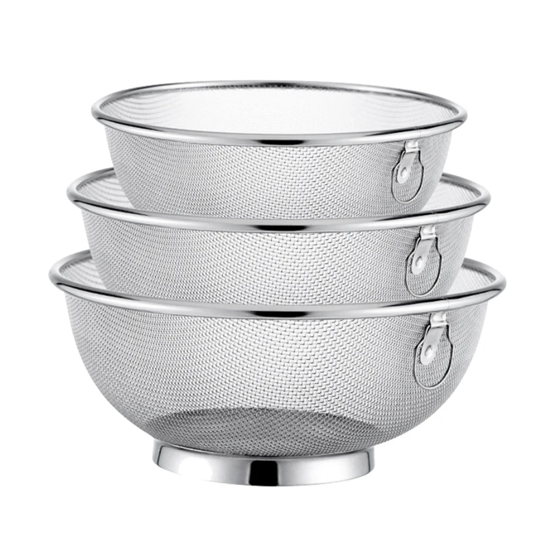 

3 Pieces Colander,Stainless Steel Mini Perforated Strainers For Draining Rinsing Washing,For Pasta Vegetable Fruits