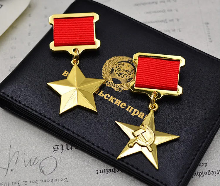 2 шт./лот Позолоченные сталинские золотые звёздные медали русская мировая война Второй СССР советские пятизвездные медали с булавками значок CCCP