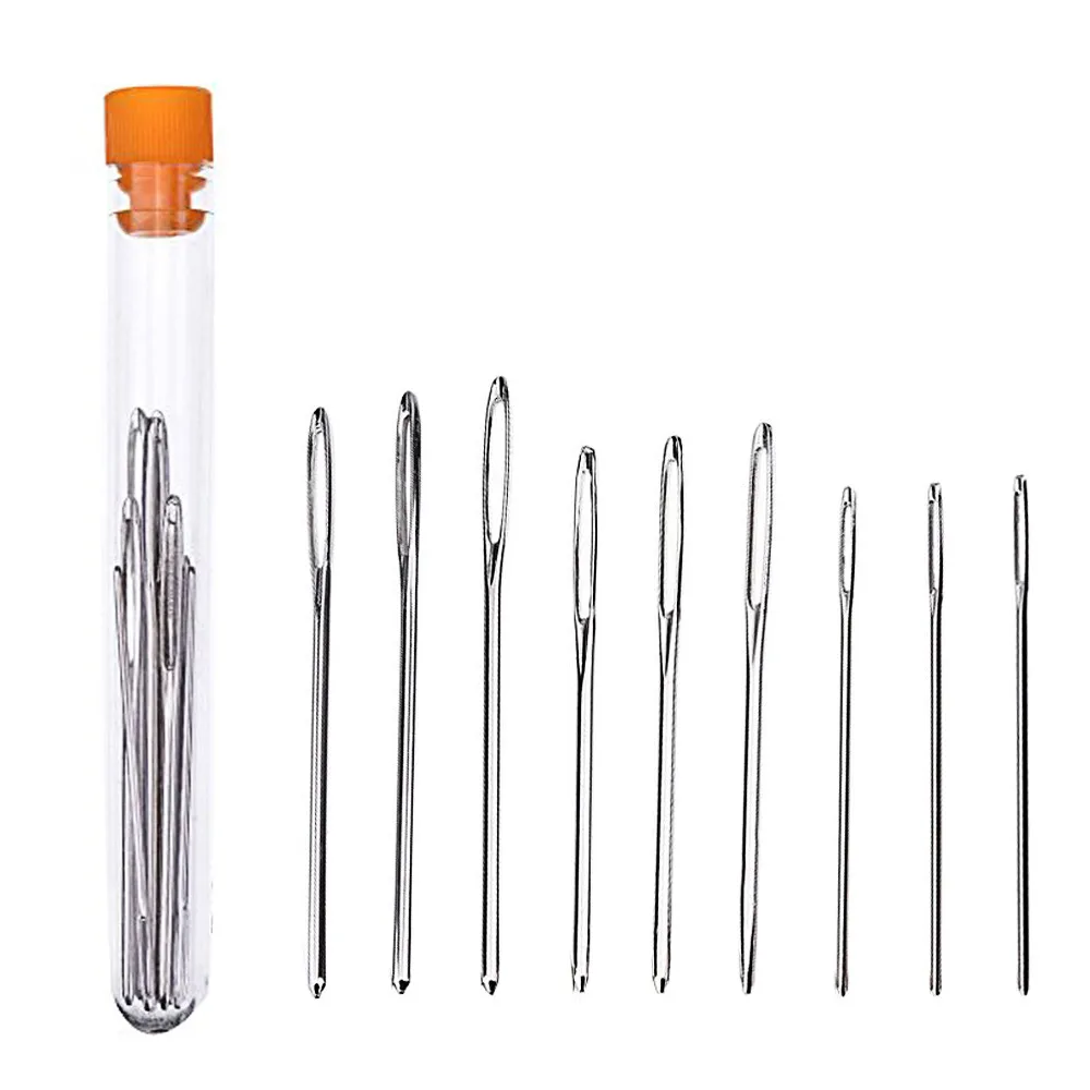 

9Pcs Steel Large Big Eye Collapsible Embroidery Beading Needle Thread Sewing Needles Assorted Size Jewelry Tool Hot N50