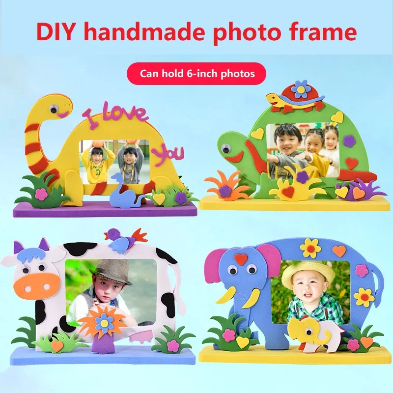 

Creative handmade material package EVA family photo frame 3d assembled puzzle puzzle DIY animal stickers gift