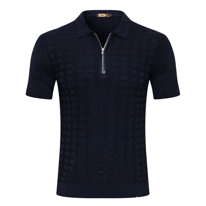 

Billionaire Polo shirt men's silk 2022 summer zipper leather comfort leisure soild color gentleman M-5XL free shipping